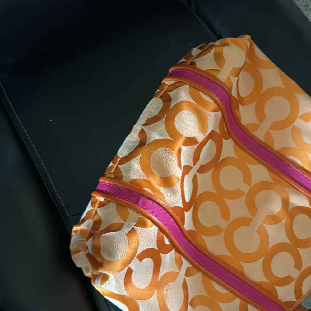 Authentic Coach Persimmon and Magenta Poppy Op Art Tote glam - Picture 3 of 4